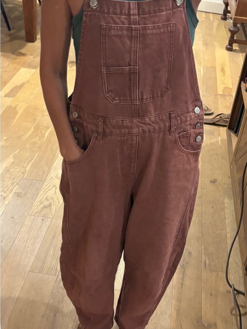 Barrel leg Brown Women's Denim Overalls